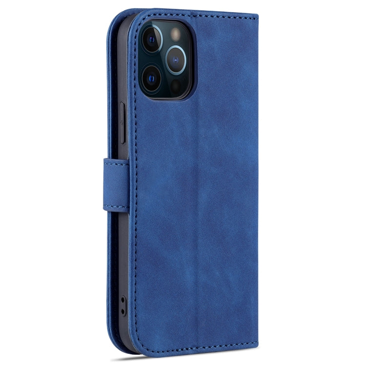 For iPhone 12 Pro Max AZNS Skin Feel Calf Texture Horizontal Flip Leather Case with Card Slots & Holder & Wallet(Blue) - HoMEdemic™ 