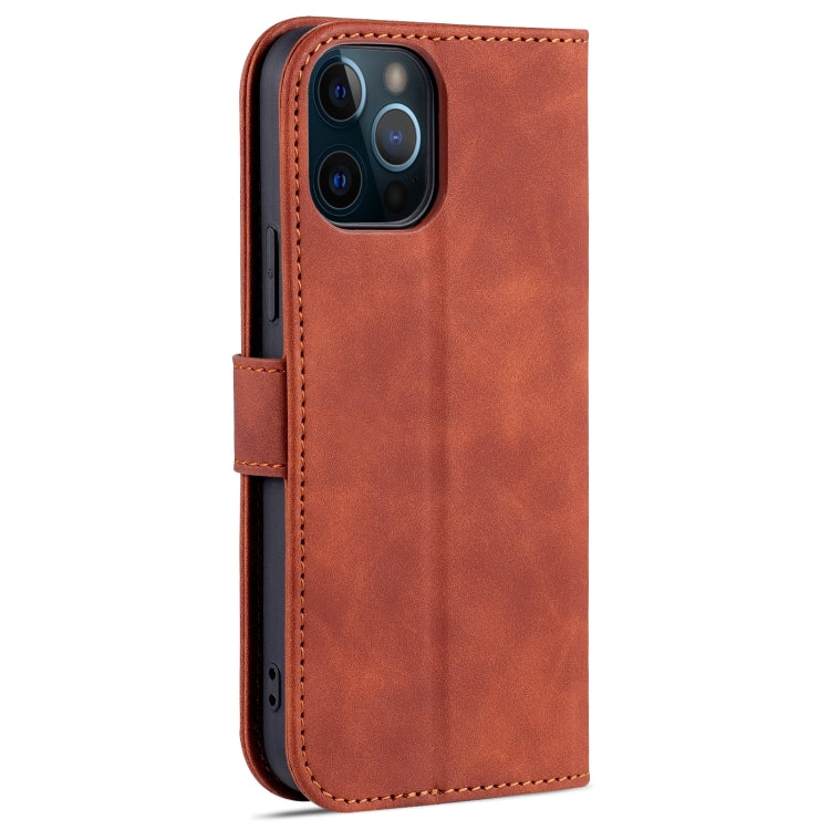 For iPhone 12 Pro Max AZNS Skin Feel Calf Texture Horizontal Flip Leather Case with Card Slots & Holder & Wallet(Brown) - HoMEdemic™ 
