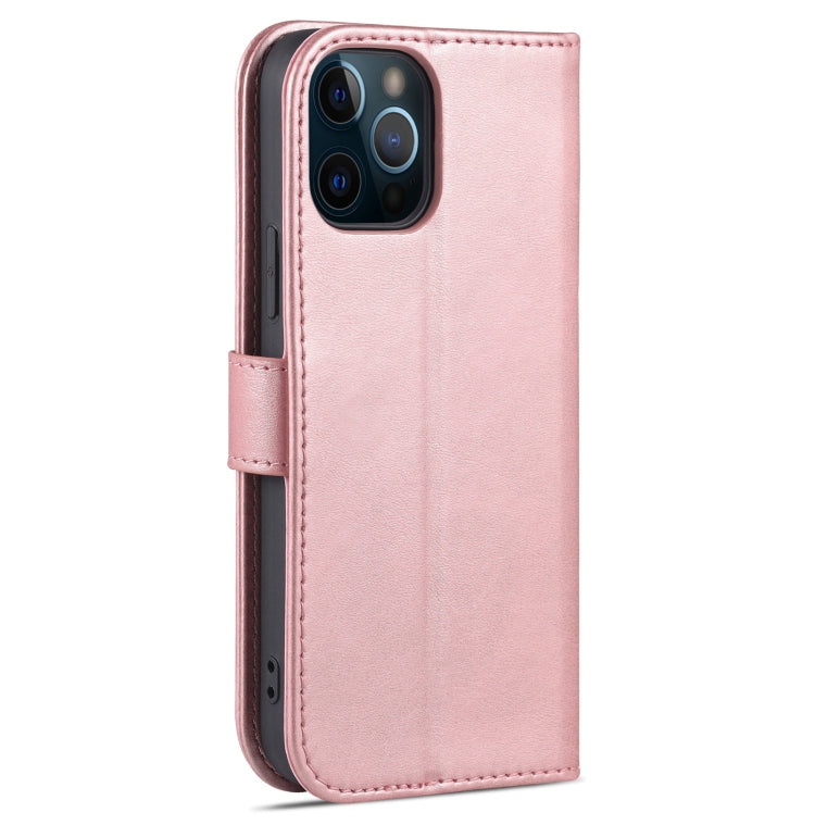 For iPhone 12 Pro Max AZNS Skin Feel Calf Texture Horizontal Flip Leather Case with Card Slots & Holder & Wallet(Rose Gold) - HoMEdemic™ 