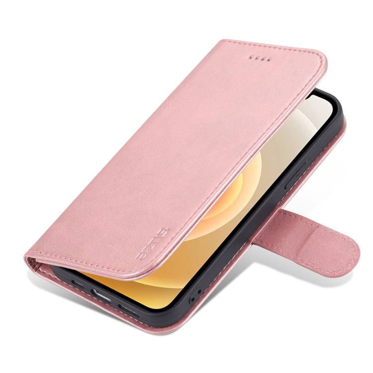 For iPhone 12 Pro Max AZNS Skin Feel Calf Texture Horizontal Flip Leather Case with Card Slots & Holder & Wallet(Rose Gold) - HoMEdemic™ 