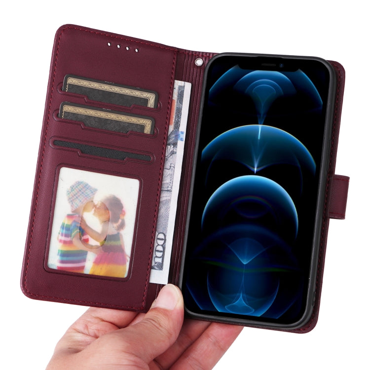 For iPhone 12 Pro Max BETOPNICE BN-005 2 in 1 Detachable Imitate Genuine Leather Phone Case(Wine Red) - HoMEdemic™ 