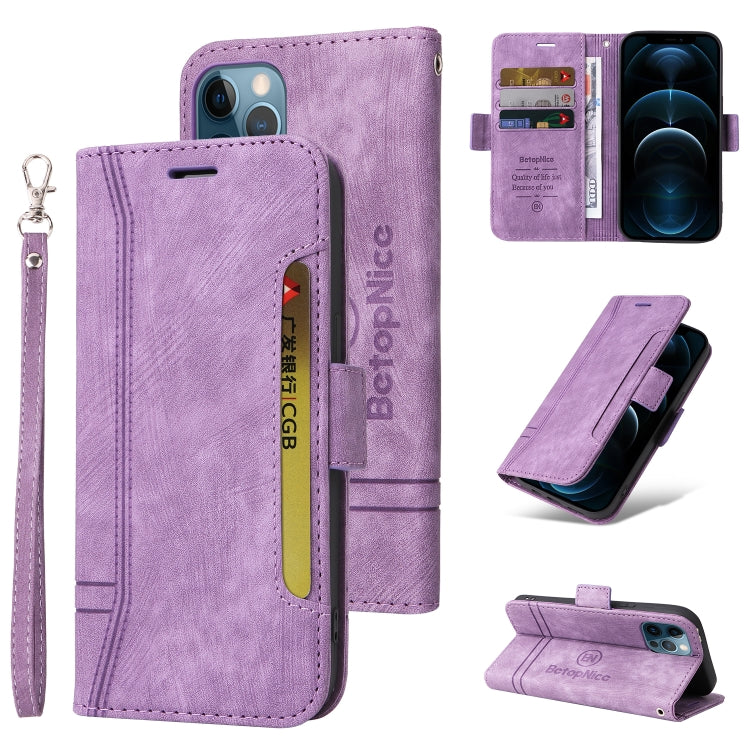 For iPhone 12 Pro Max BETOPNICE Dual-side Buckle Leather Phone Case(Purple) - HoMEdemic™ 