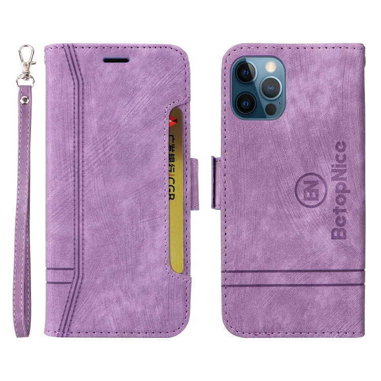 For iPhone 12 Pro Max BETOPNICE Dual-side Buckle Leather Phone Case(Purple) - HoMEdemic™ 