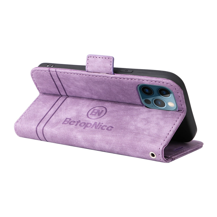 For iPhone 12 Pro Max BETOPNICE Dual-side Buckle Leather Phone Case(Purple) - HoMEdemic™ 