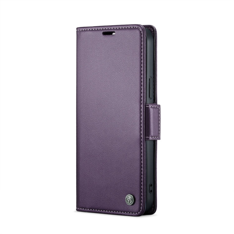 For iPhone 12 Pro Max CaseMe 023 Butterfly Buckle Litchi Texture RFID Anti-theft Leather Phone Case(Pearly Purple) - HoMEdemic™ 
