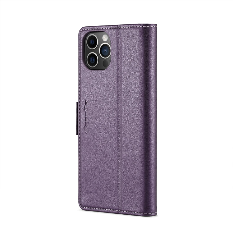 For iPhone 12 Pro Max CaseMe 023 Butterfly Buckle Litchi Texture RFID Anti-theft Leather Phone Case(Pearly Purple) - HoMEdemic™ 