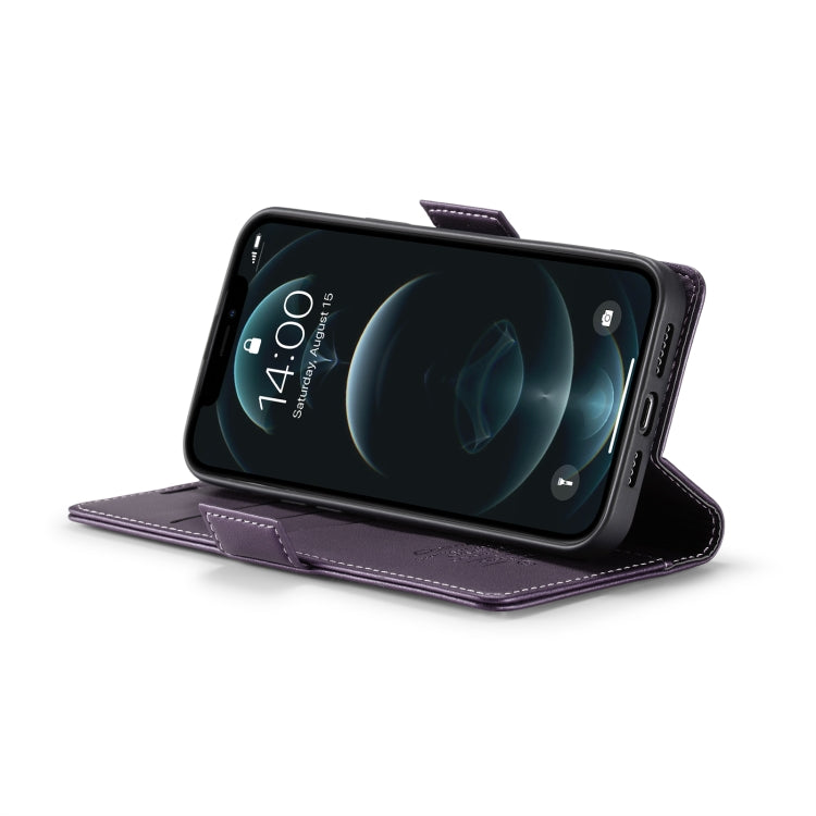 For iPhone 12 Pro Max CaseMe 023 Butterfly Buckle Litchi Texture RFID Anti-theft Leather Phone Case(Pearly Purple) - HoMEdemic™ 