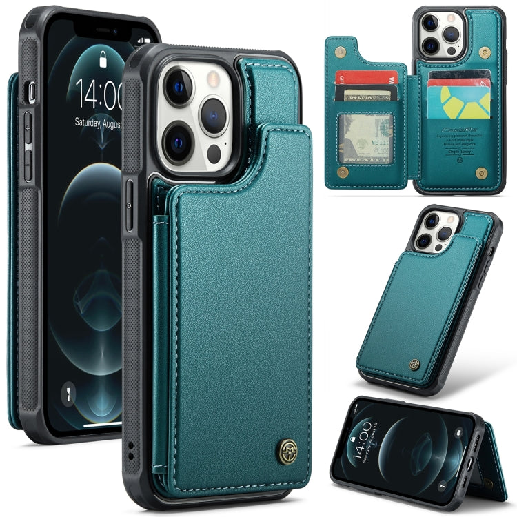 For iPhone 12 Pro Max CaseMe C22 Card Slots Holder RFID Anti-theft Phone Case(Blue Green) - HoMEdemic™ 