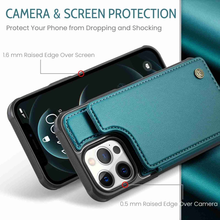 For iPhone 12 Pro Max CaseMe C22 Card Slots Holder RFID Anti-theft Phone Case(Blue Green) - HoMEdemic™ 