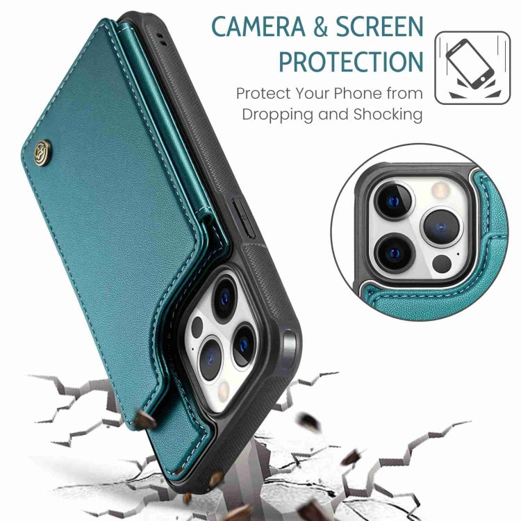 For iPhone 12 Pro Max CaseMe C22 Card Slots Holder RFID Anti-theft Phone Case(Blue Green) - HoMEdemic™ 