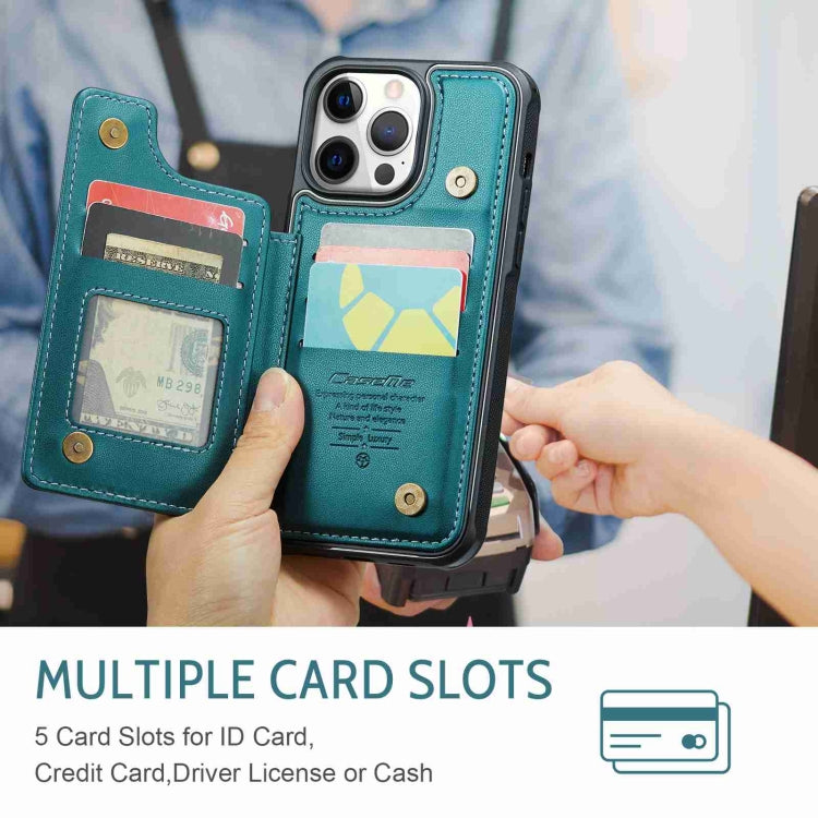 For iPhone 12 Pro Max CaseMe C22 Card Slots Holder RFID Anti-theft Phone Case(Blue Green) - HoMEdemic™ 