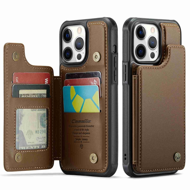 For iPhone 12 Pro Max CaseMe C22 Card Slots Holder RFID Anti-theft Phone Case(Brown) - HoMEdemic™ 