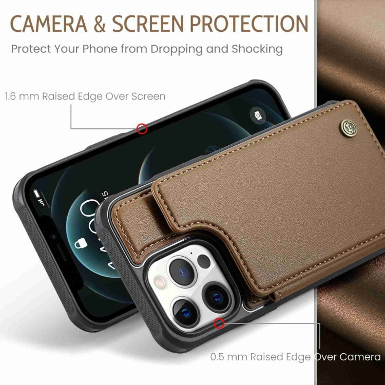 For iPhone 12 Pro Max CaseMe C22 Card Slots Holder RFID Anti-theft Phone Case(Brown) - HoMEdemic™ 