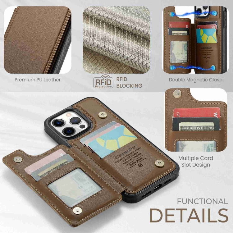 For iPhone 12 Pro Max CaseMe C22 Card Slots Holder RFID Anti-theft Phone Case(Brown) - HoMEdemic™ 