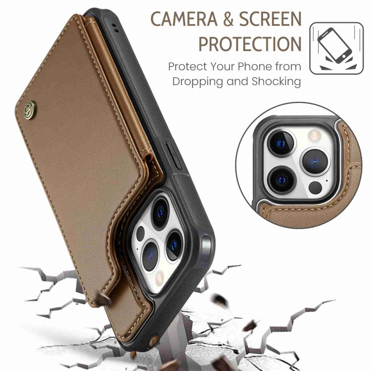 For iPhone 12 Pro Max CaseMe C22 Card Slots Holder RFID Anti-theft Phone Case(Brown) - HoMEdemic™ 
