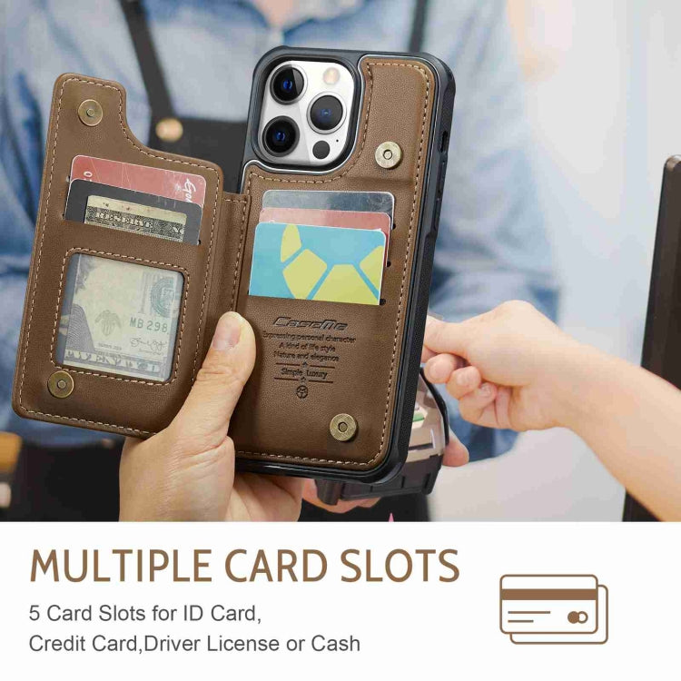 For iPhone 12 Pro Max CaseMe C22 Card Slots Holder RFID Anti-theft Phone Case(Brown) - HoMEdemic™ 