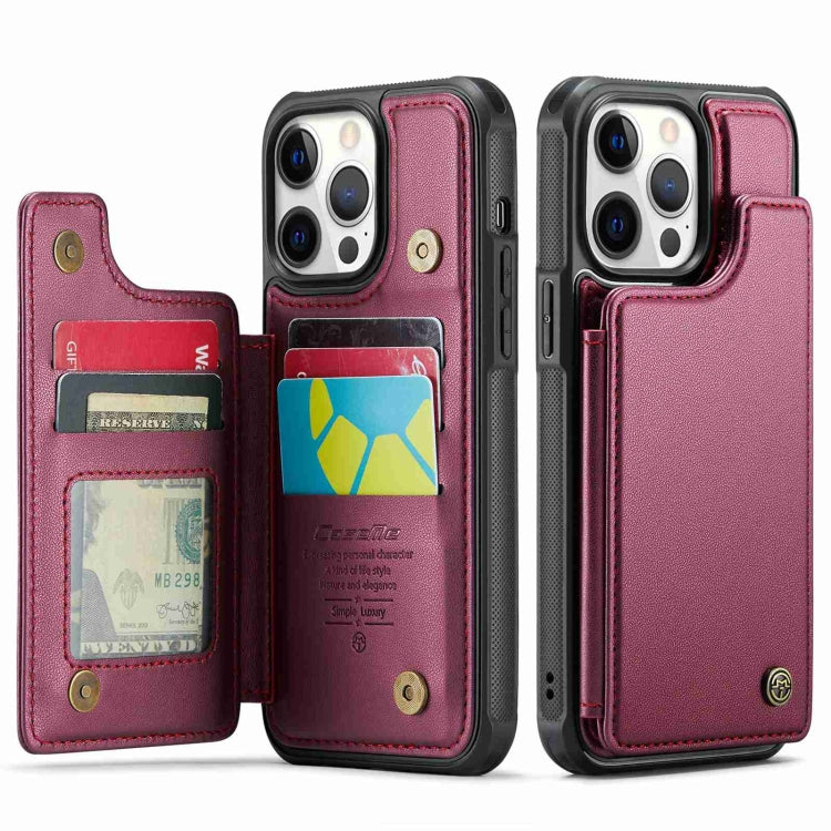For iPhone 12 Pro Max CaseMe C22 Card Slots Holder RFID Anti-theft Phone Case(Wine Red) - HoMEdemic™ 