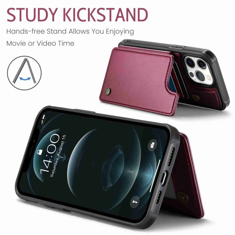 For iPhone 12 Pro Max CaseMe C22 Card Slots Holder RFID Anti-theft Phone Case(Wine Red) - HoMEdemic™ 