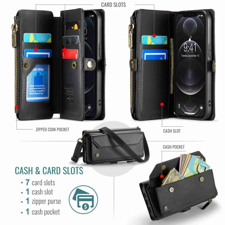 For iPhone 12 Pro Max CaseMe C36 Card Slots Zipper Wallet RFID Anti-theft Leather Phone Case(Black) - HoMEdemic™ 