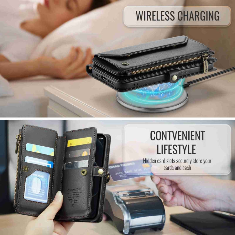 For iPhone 12 Pro Max CaseMe C36 Card Slots Zipper Wallet RFID Anti-theft Leather Phone Case(Black) - HoMEdemic™ 