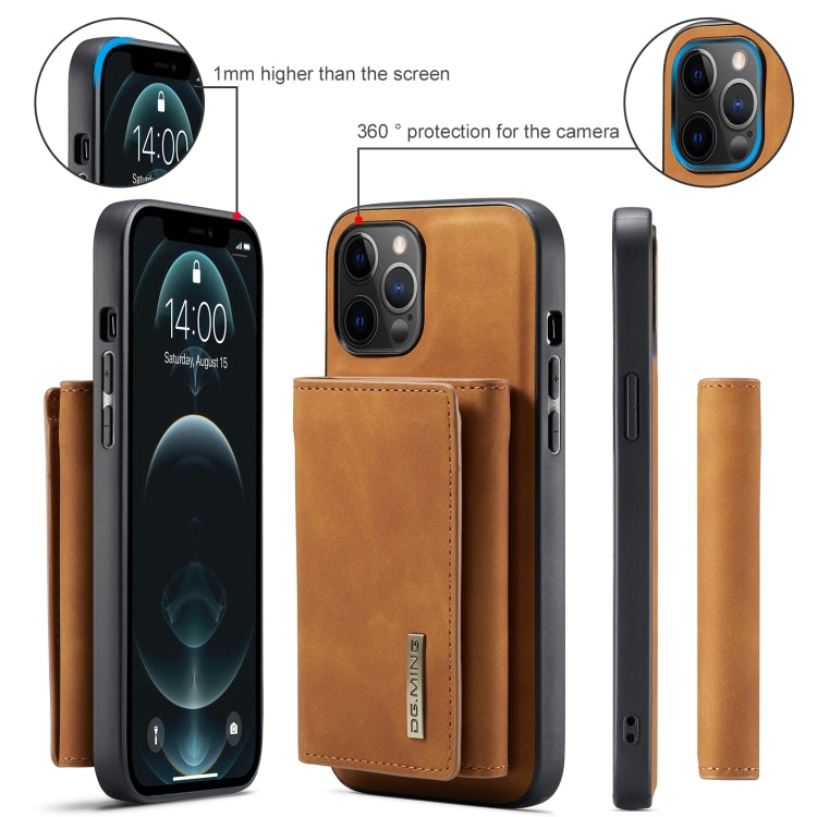 For iPhone 12 Pro Max DG.MING M1 Series 3-Fold Multi Card Wallet + Magnetic Back Cover Shockproof Case with Holder Function(Brown) - HoMEdemic™ 