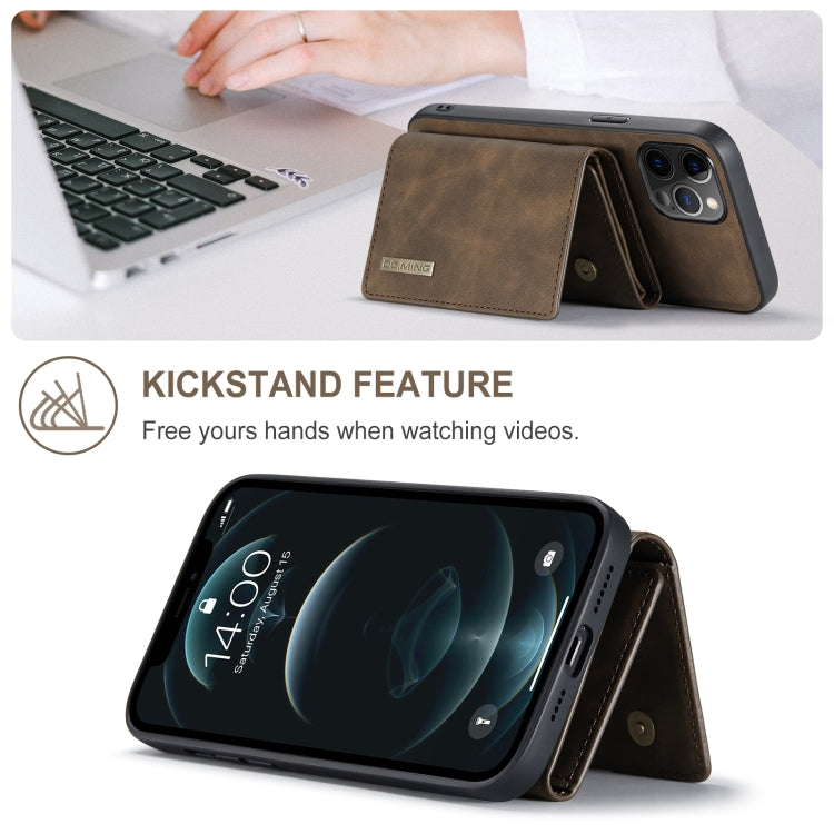 For iPhone 12 Pro Max DG.MING M1 Series 3-Fold Multi Card Wallet + Magnetic Back Cover Shockproof Case with Holder Function(Coffee) - HoMEdemic™ 