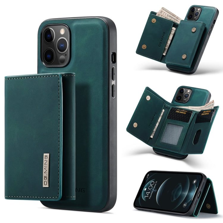 For iPhone 12 Pro Max DG.MING M1 Series 3-Fold Multi Card Wallet + Magnetic Back Cover Shockproof Case with Holder Function(Green) - HoMEdemic™ 