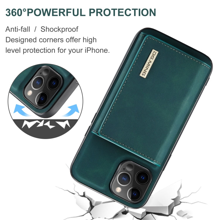 For iPhone 12 Pro Max DG.MING M1 Series 3-Fold Multi Card Wallet + Magnetic Back Cover Shockproof Case with Holder Function(Green) - HoMEdemic™ 