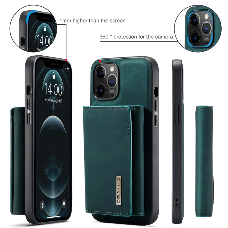 For iPhone 12 Pro Max DG.MING M1 Series 3-Fold Multi Card Wallet + Magnetic Back Cover Shockproof Case with Holder Function(Green) - HoMEdemic™ 