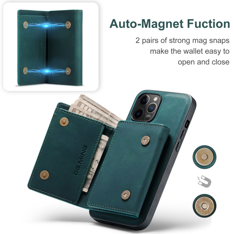 For iPhone 12 Pro Max DG.MING M1 Series 3-Fold Multi Card Wallet + Magnetic Back Cover Shockproof Case with Holder Function(Green) - HoMEdemic™ 