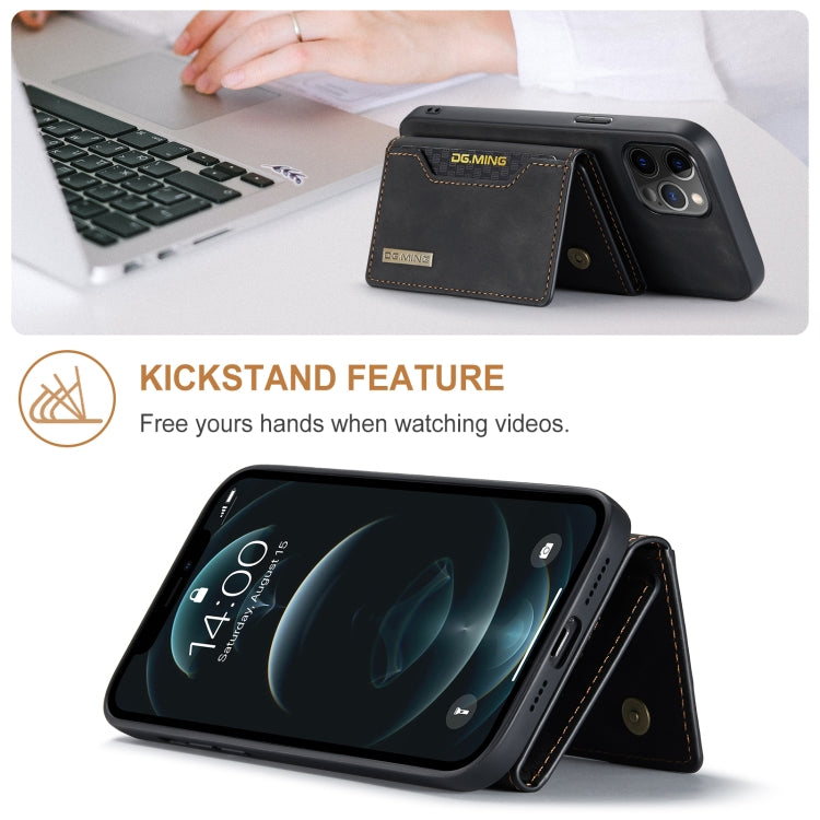 For iPhone 12 Pro Max DG.MING M2 Series 3-Fold Multi Card Bag + Magnetic Back Cover Shockproof Case with Wallet & Holder Function(Black) - HoMEdemic™ 