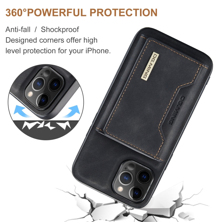 For iPhone 12 Pro Max DG.MING M2 Series 3-Fold Multi Card Bag + Magnetic Back Cover Shockproof Case with Wallet & Holder Function(Black) - HoMEdemic™ 