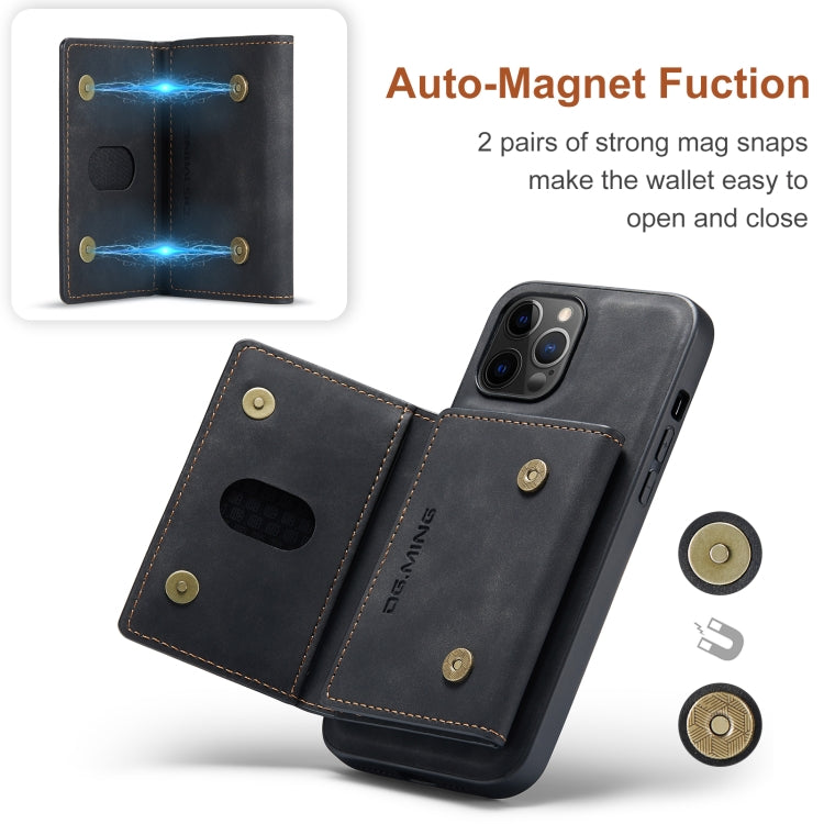For iPhone 12 Pro Max DG.MING M2 Series 3-Fold Multi Card Bag + Magnetic Back Cover Shockproof Case with Wallet & Holder Function(Black) - HoMEdemic™ 