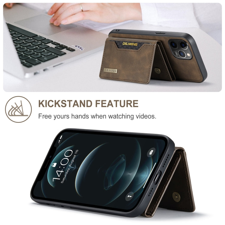 For iPhone 12 Pro Max DG.MING M2 Series 3-Fold Multi Card Bag + Magnetic Back Cover Shockproof Case with Wallet & Holder Function(Coffee) - HoMEdemic™ 