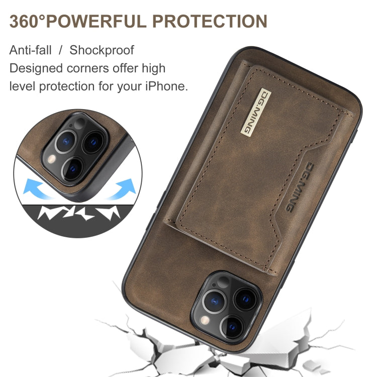 For iPhone 12 Pro Max DG.MING M2 Series 3-Fold Multi Card Bag + Magnetic Back Cover Shockproof Case with Wallet & Holder Function(Coffee) - HoMEdemic™ 