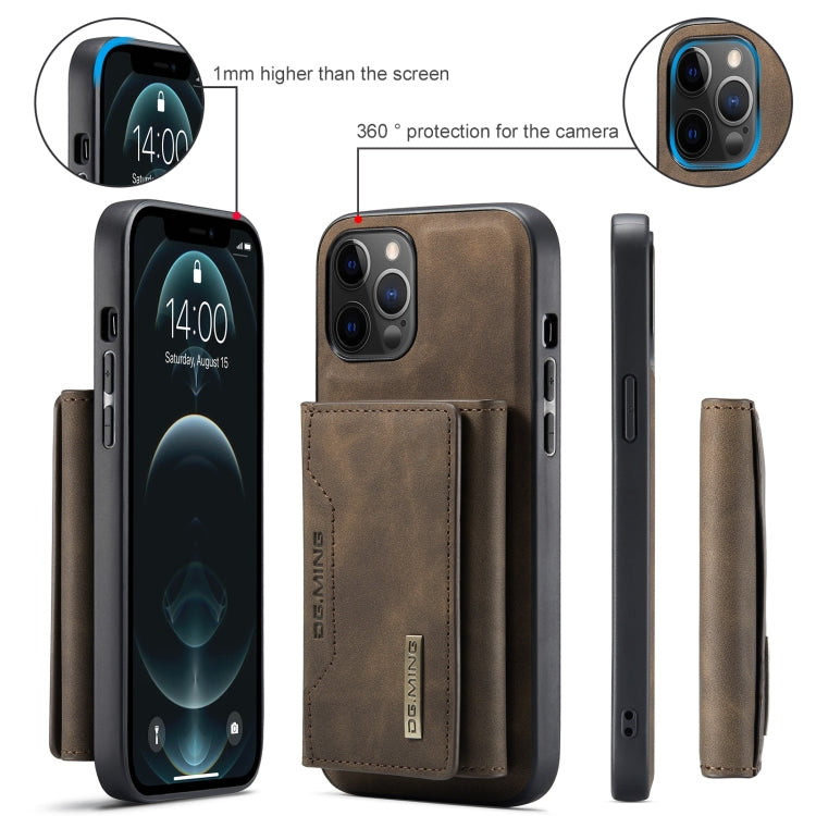 For iPhone 12 Pro Max DG.MING M2 Series 3-Fold Multi Card Bag + Magnetic Back Cover Shockproof Case with Wallet & Holder Function(Coffee) - HoMEdemic™ 