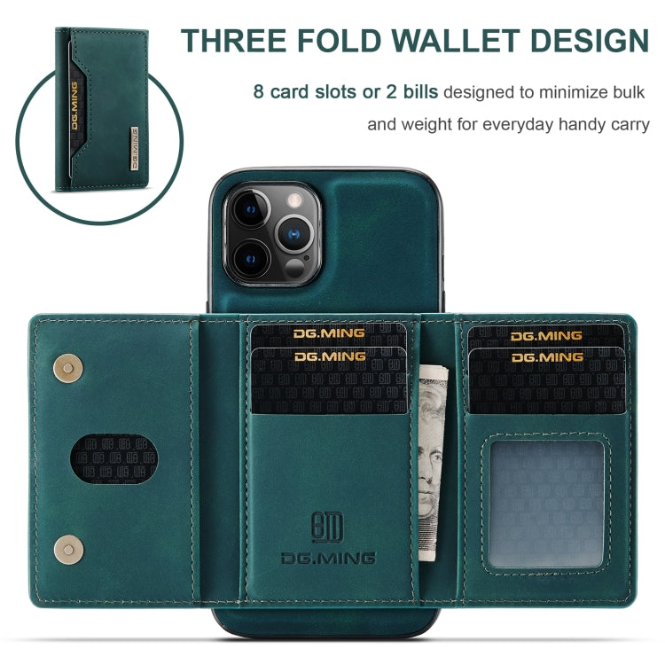 For iPhone 12 Pro Max DG.MING M2 Series 3-Fold Multi Card Bag + Magnetic Back Cover Shockproof Case with Wallet & Holder Function(Green) - HoMEdemic™ 