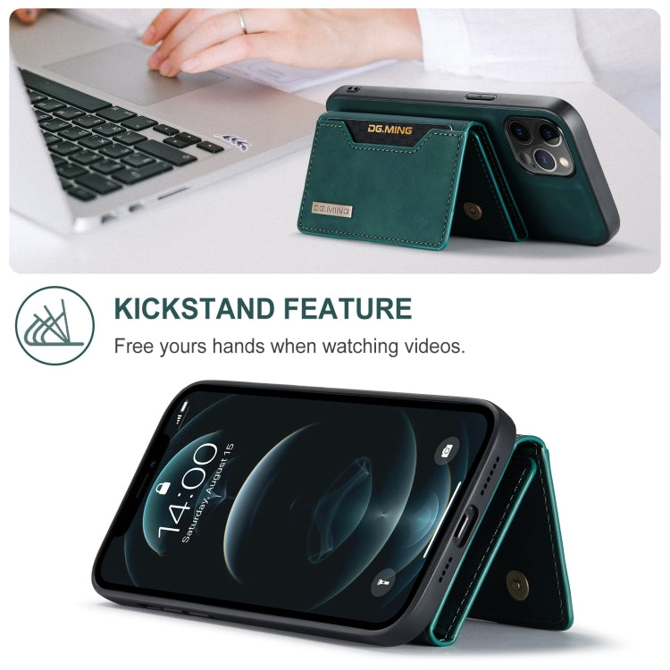 For iPhone 12 Pro Max DG.MING M2 Series 3-Fold Multi Card Bag + Magnetic Back Cover Shockproof Case with Wallet & Holder Function(Green) - HoMEdemic™ 