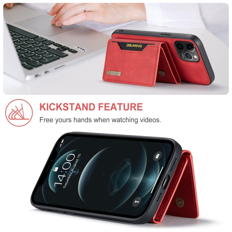 For iPhone 12 Pro Max DG.MING M2 Series 3-Fold Multi Card Bag + Magnetic Back Cover Shockproof Case with Wallet & Holder Function(Red) - HoMEdemic™ 