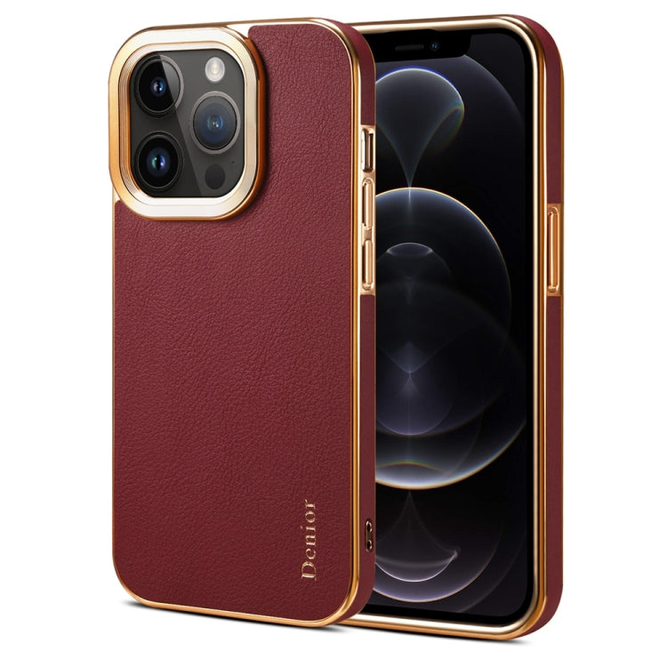 For iPhone 12 Pro Max Denior Cowhide Leather Plating Phone Case(Red) - HoMEdemic™ 