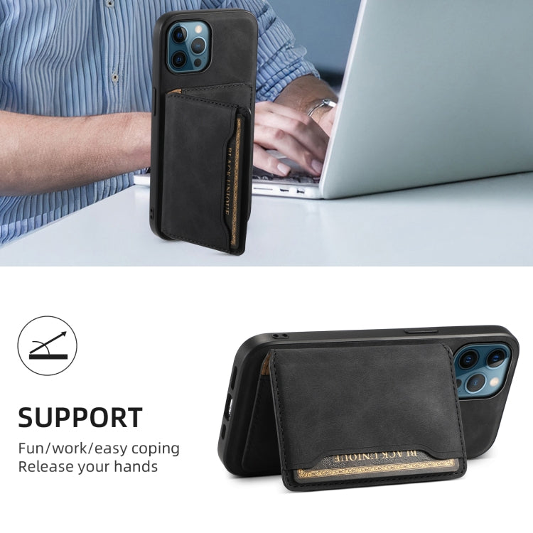 For iPhone 12 Pro Max Denior D13 Retro Texture Leather MagSafe Card Bag Phone Case(Black) - HoMEdemic™ 