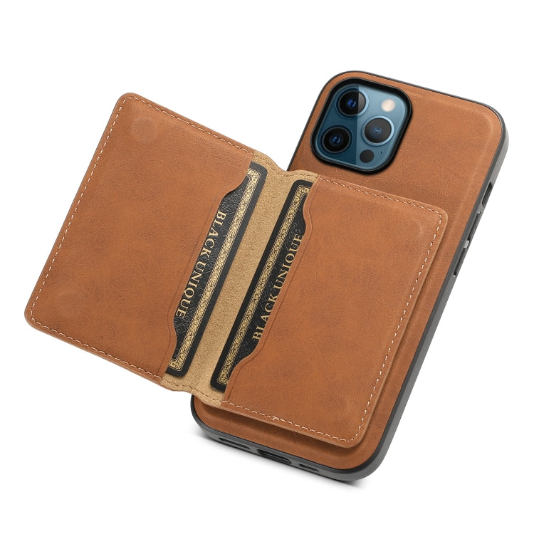 For iPhone 12 Pro Max Denior D13 Retro Texture Leather MagSafe Card Bag Phone Case(Brown) - HoMEdemic™ 