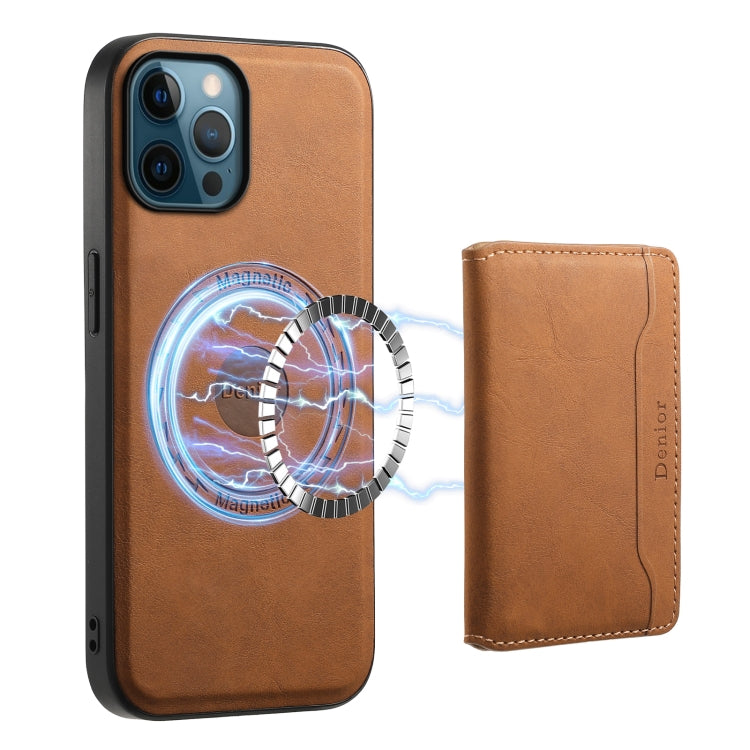 For iPhone 12 Pro Max Denior D13 Retro Texture Leather MagSafe Card Bag Phone Case(Brown) - HoMEdemic™ 