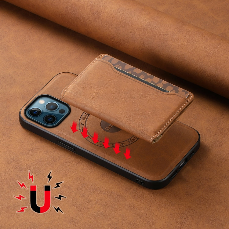 For iPhone 12 Pro Max Denior D13 Retro Texture Leather MagSafe Card Bag Phone Case(Brown) - HoMEdemic™ 