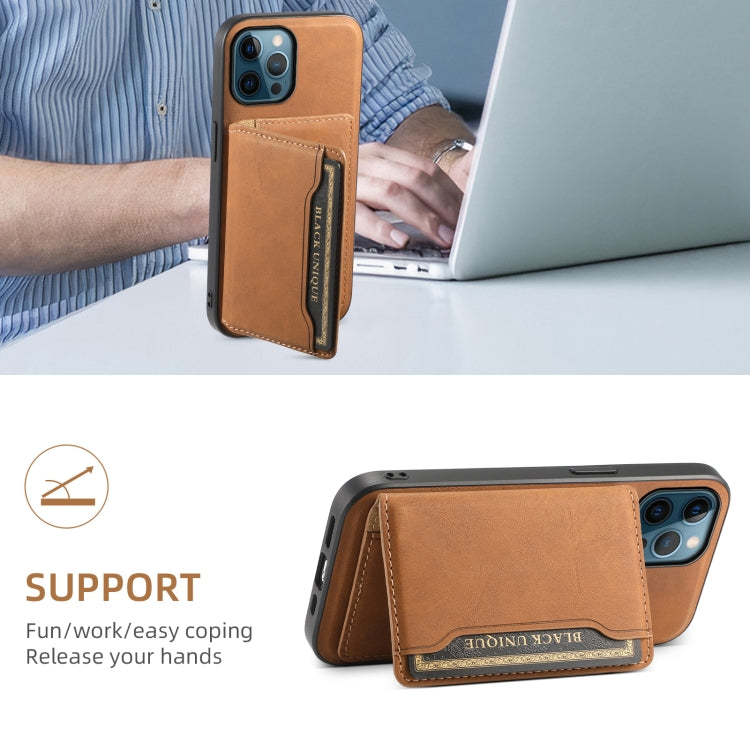 For iPhone 12 Pro Max Denior D13 Retro Texture Leather MagSafe Card Bag Phone Case(Brown) - HoMEdemic™ 