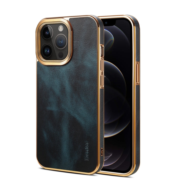 For iPhone 12 Pro Max Denior Oil Wax Cowhide Plating Phone Case(Blue) - HoMEdemic™ 