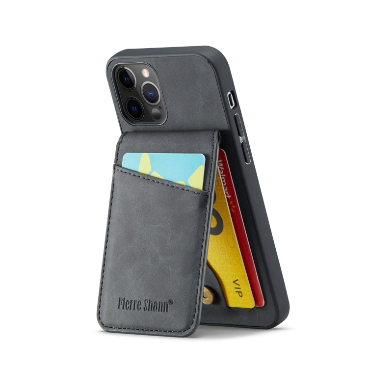 For iPhone 12 Pro Max Fierre Shann Crazy Horse Card Holder Back Cover PU Phone Case(Black) - HoMEdemic™ 