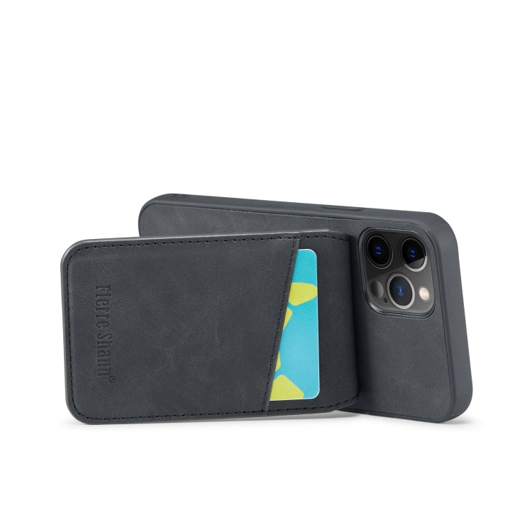 For iPhone 12 Pro Max Fierre Shann Crazy Horse Card Holder Back Cover PU Phone Case(Black) - HoMEdemic™ 