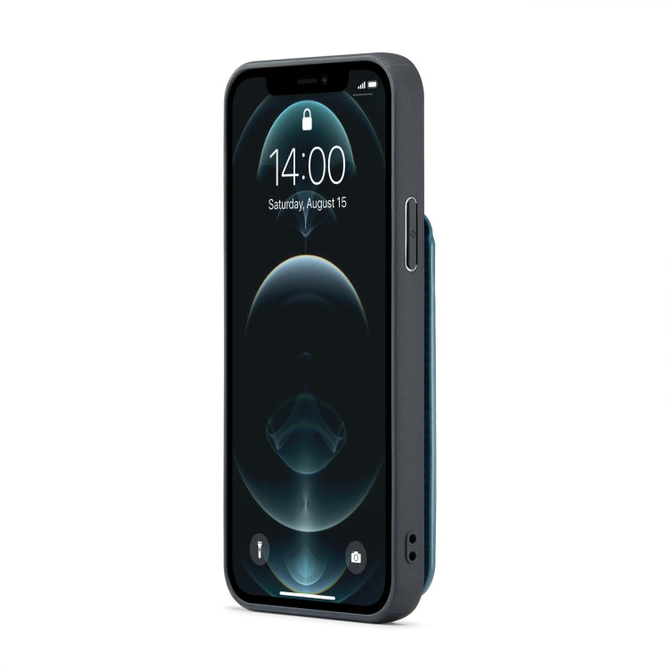 For iPhone 12 Pro Max Fierre Shann Crazy Horse Card Holder Back Cover PU Phone Case(Blue) - HoMEdemic™ 
