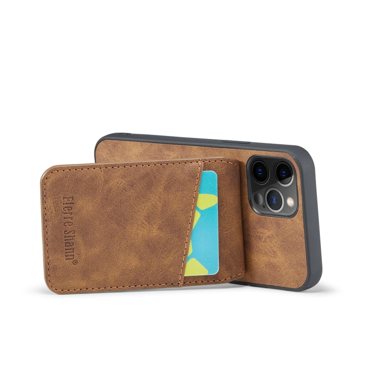 For iPhone 12 Pro Max Fierre Shann Crazy Horse Card Holder Back Cover PU Phone Case(Brown) - HoMEdemic™ 